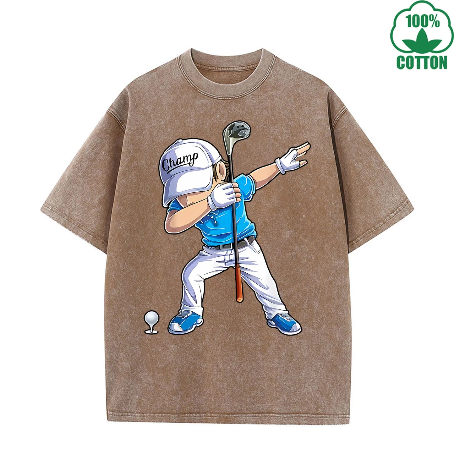 Play Golf Printed Cotton Short Sleeve T Shirt With Abstract Pattern