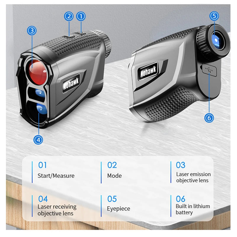 Nohawk Golf Rangefinder AK-600H With Slope Compensation Flag Lock