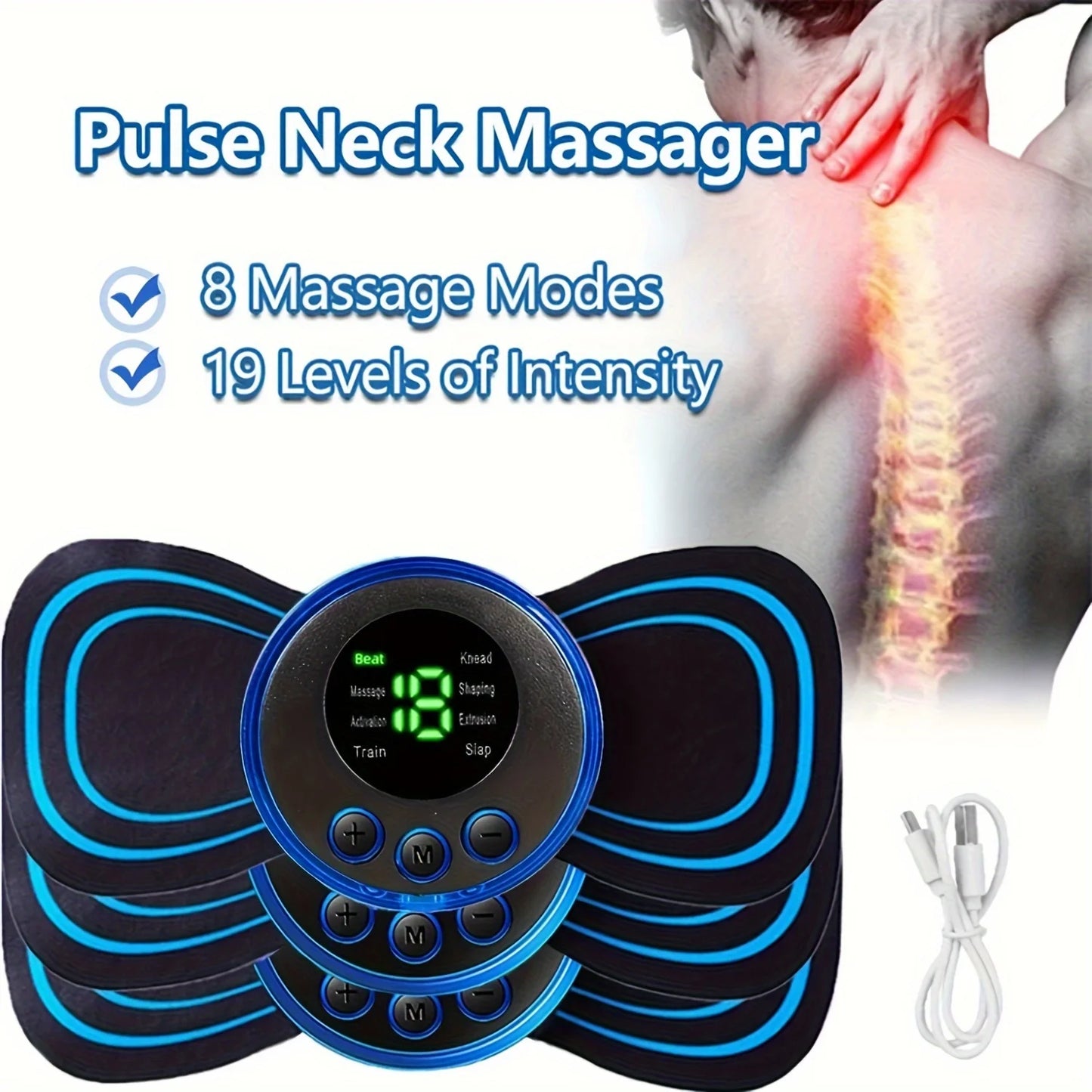 EMS Neck Massager With 8 Modes And 19 Intensity Levels
