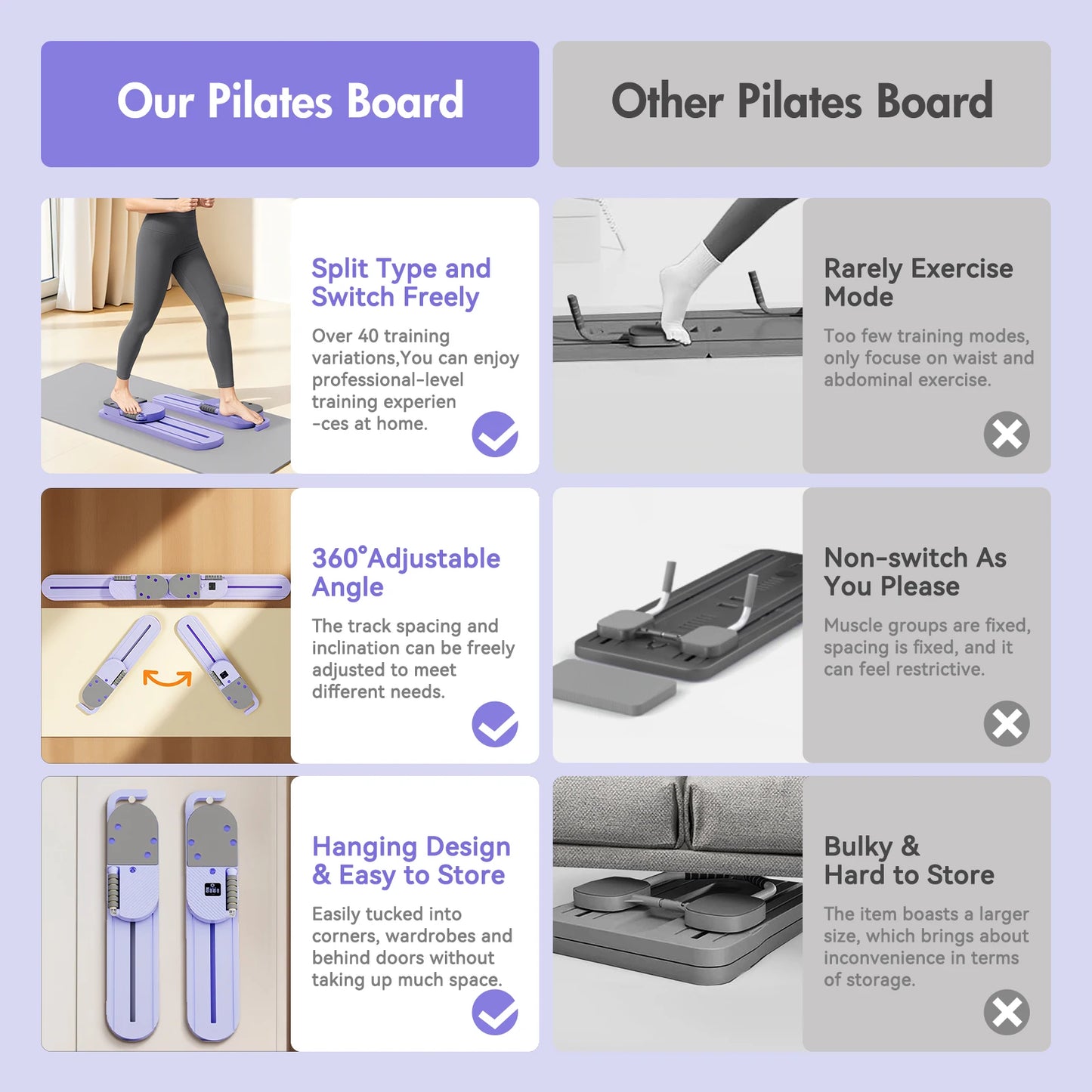 2-In-1 Split Ab Pilates Board With Portable Foldable Design