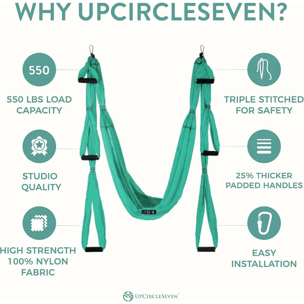 UpCircleSeven Aerial Yoga Swing With Ceiling Mount And Padded Handles