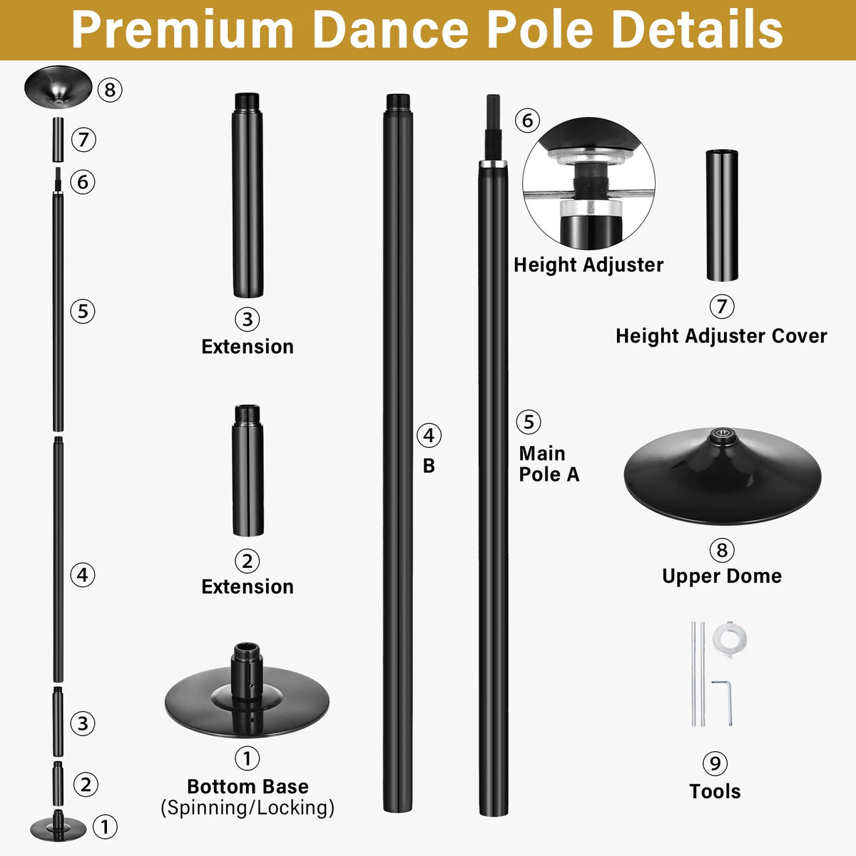 Portable Static Dance Pole For Home And Gym Training