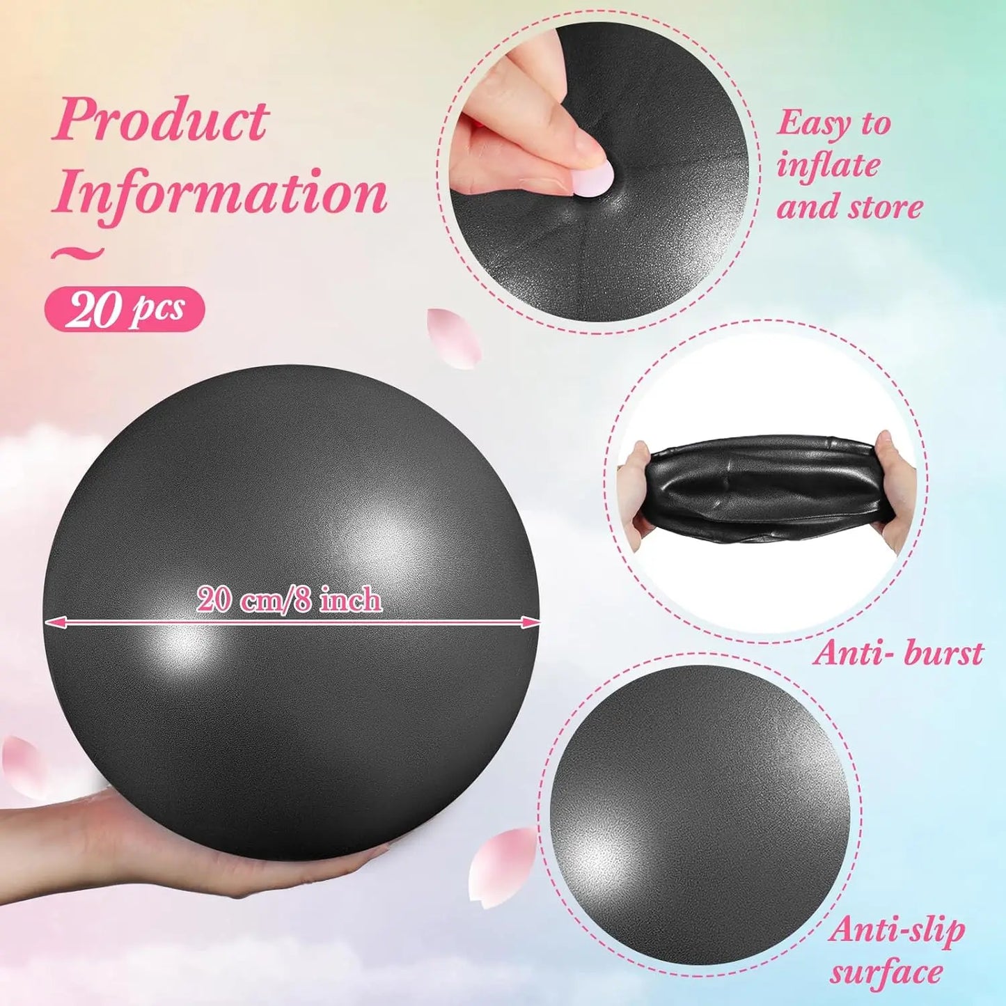 YTYIN Portable Mini Pilates Exercise Ball With Pump