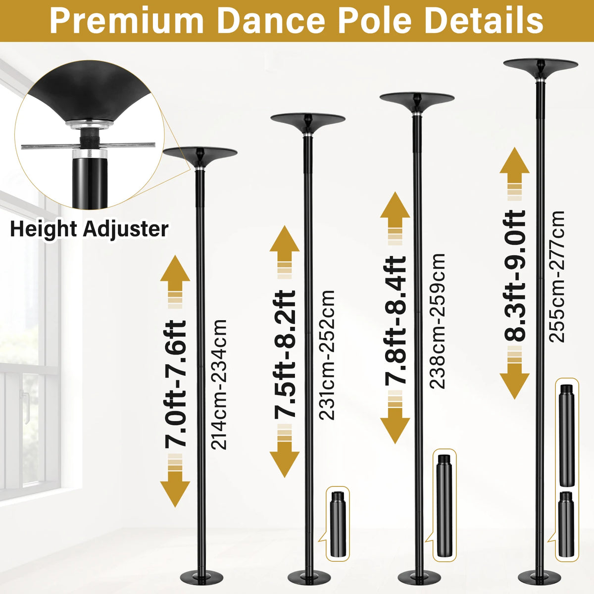 Portable Static Dance Pole For Home And Gym Training