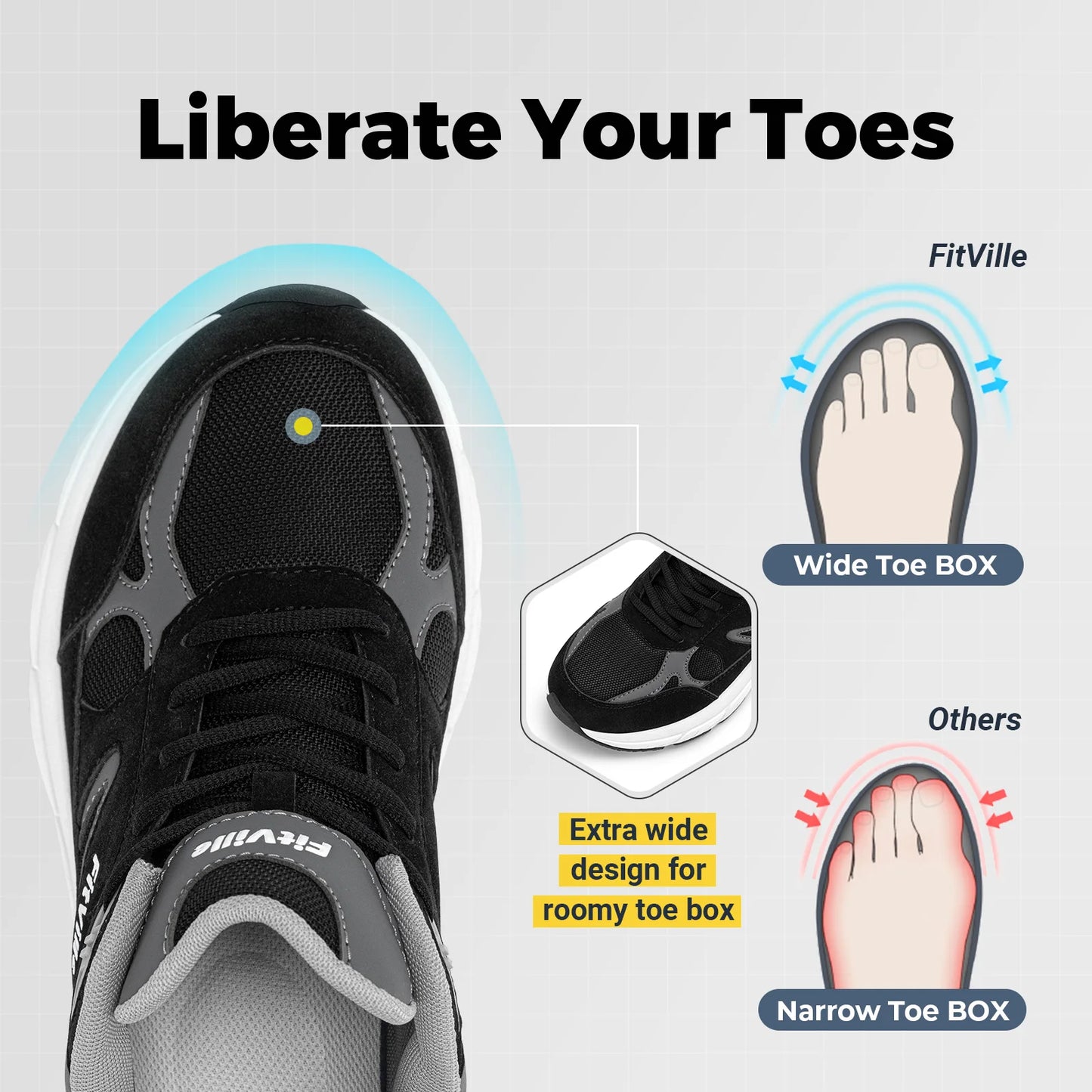 Fitville Men Walking Shoes With Arch Support For Flat Feet