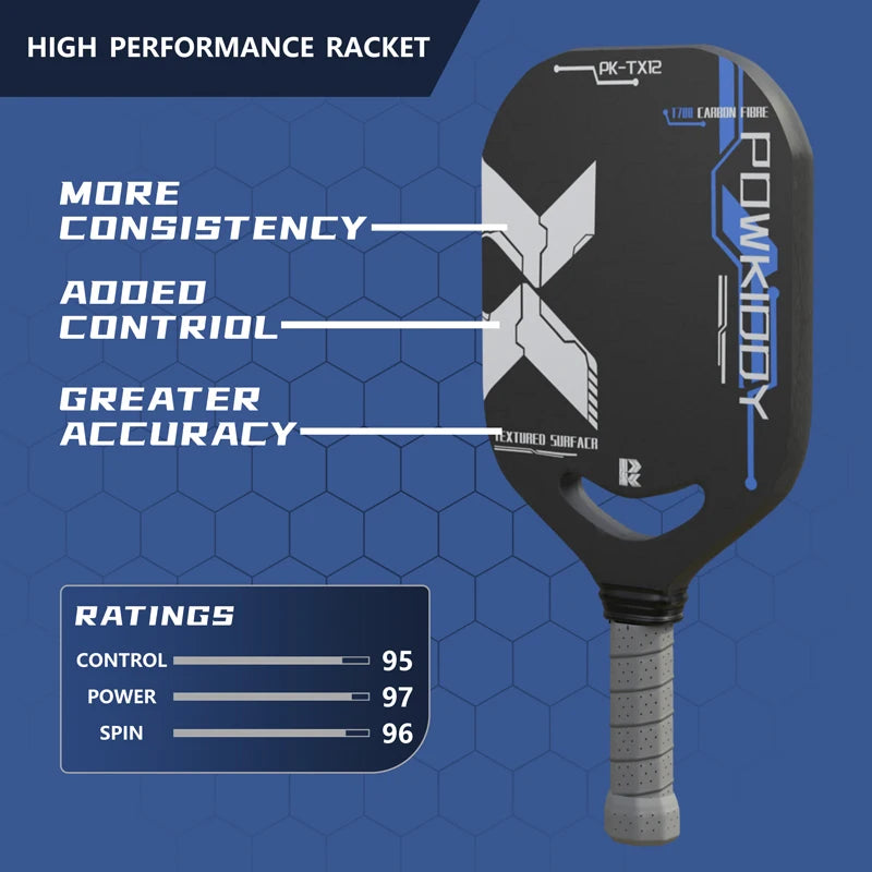 Powkiddy T700 Carbon Fiber Pickleball Paddle With Aero Throat