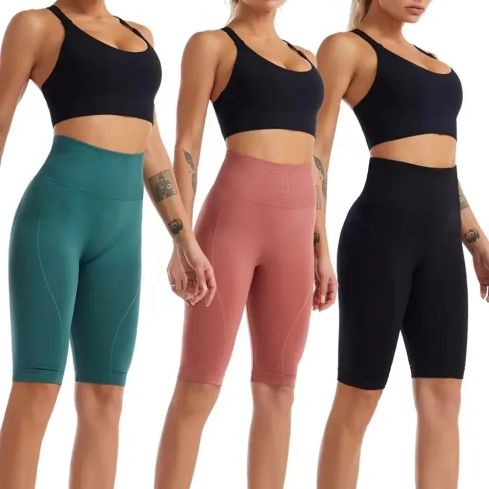 VEKY High Waist Biker Shorts Women Push Up Tummy Control Yoga