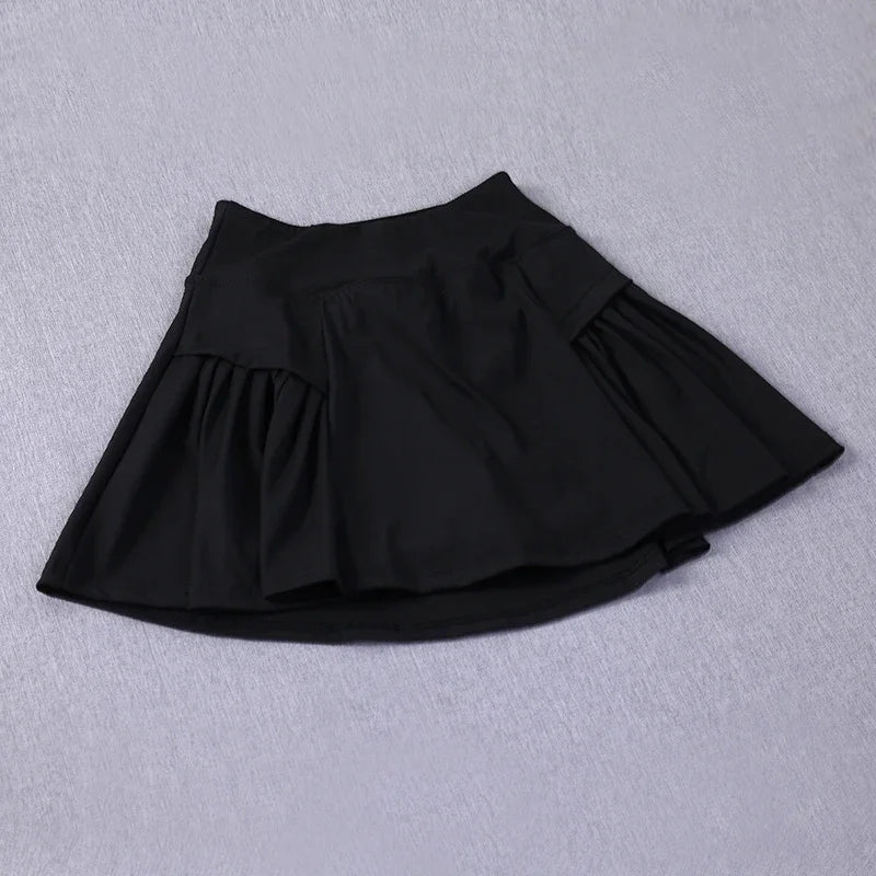 Women Nylon Tennis Skorts Quick Dry Pleated Double Layer