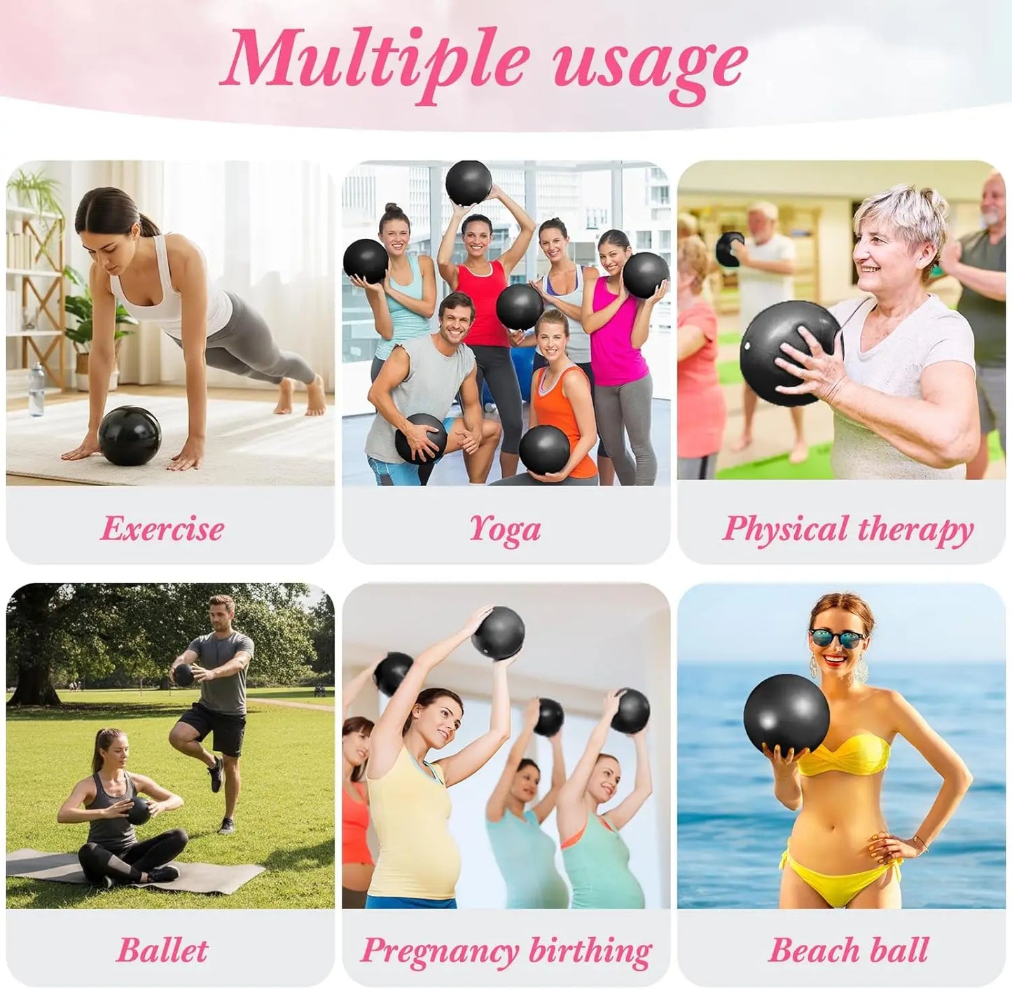 YTYIN Portable Mini Pilates Exercise Ball With Pump