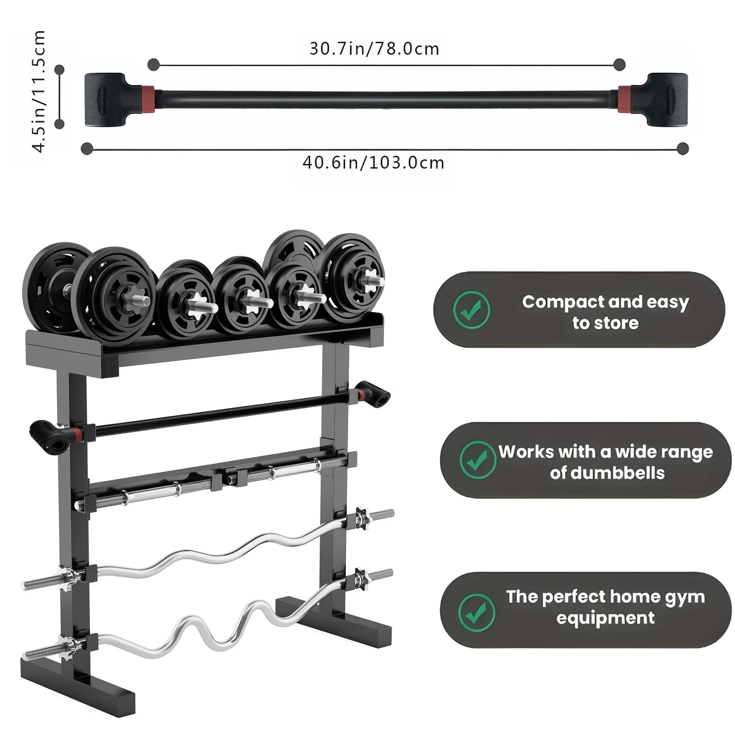 MARSAFIT Adjustable Dumbbell Converter Barbell Set And Kettlebell