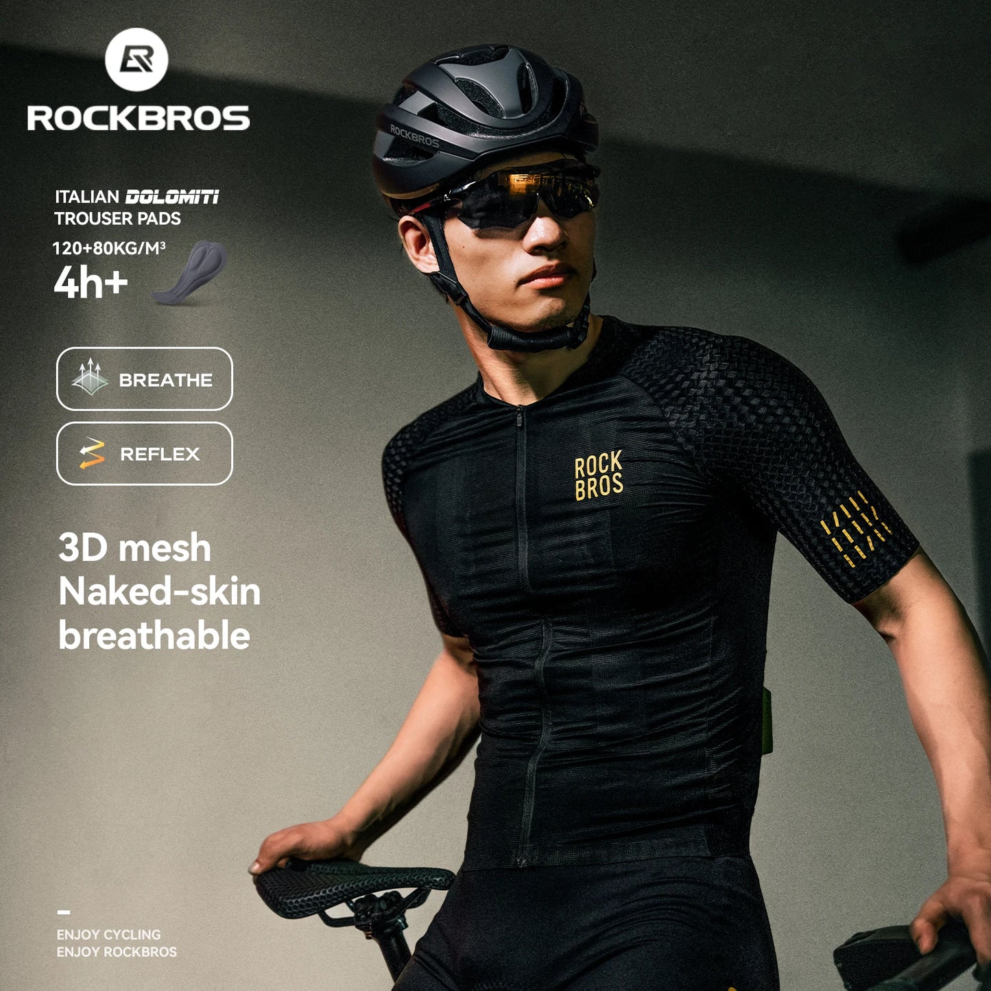 Rockbros Men Short Sleeve Cycling Jersey Quick Dry Breathable Top