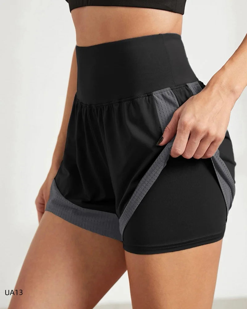 Women's 2 In 1 Running Shorts Double Layer Beach Shorts