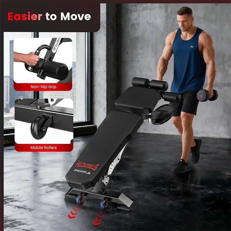 Pooboo Adjustable Weight Bench for Full Body Strength Training