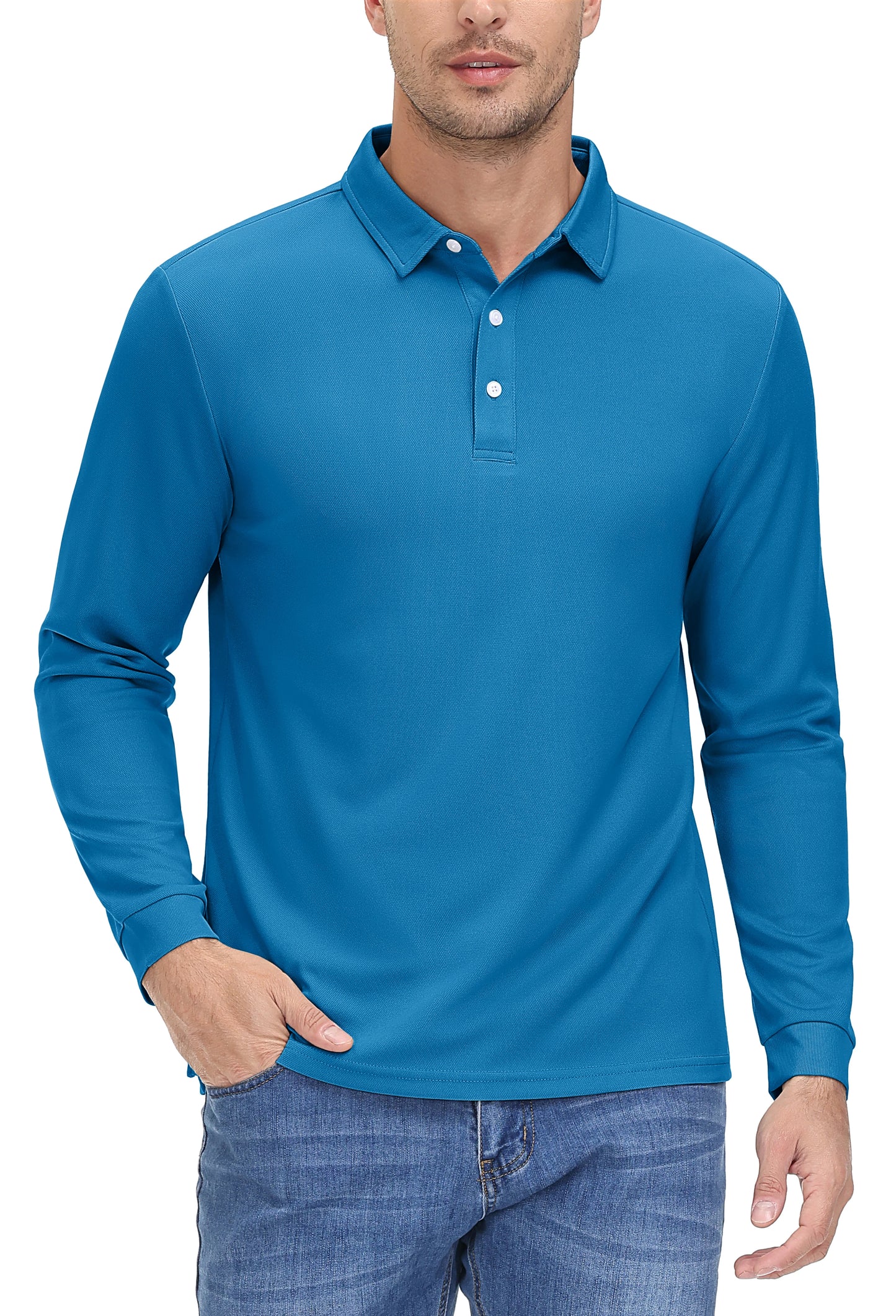 Men's Quick Dry Golf Polo Shirt Breathable Long Sleeve