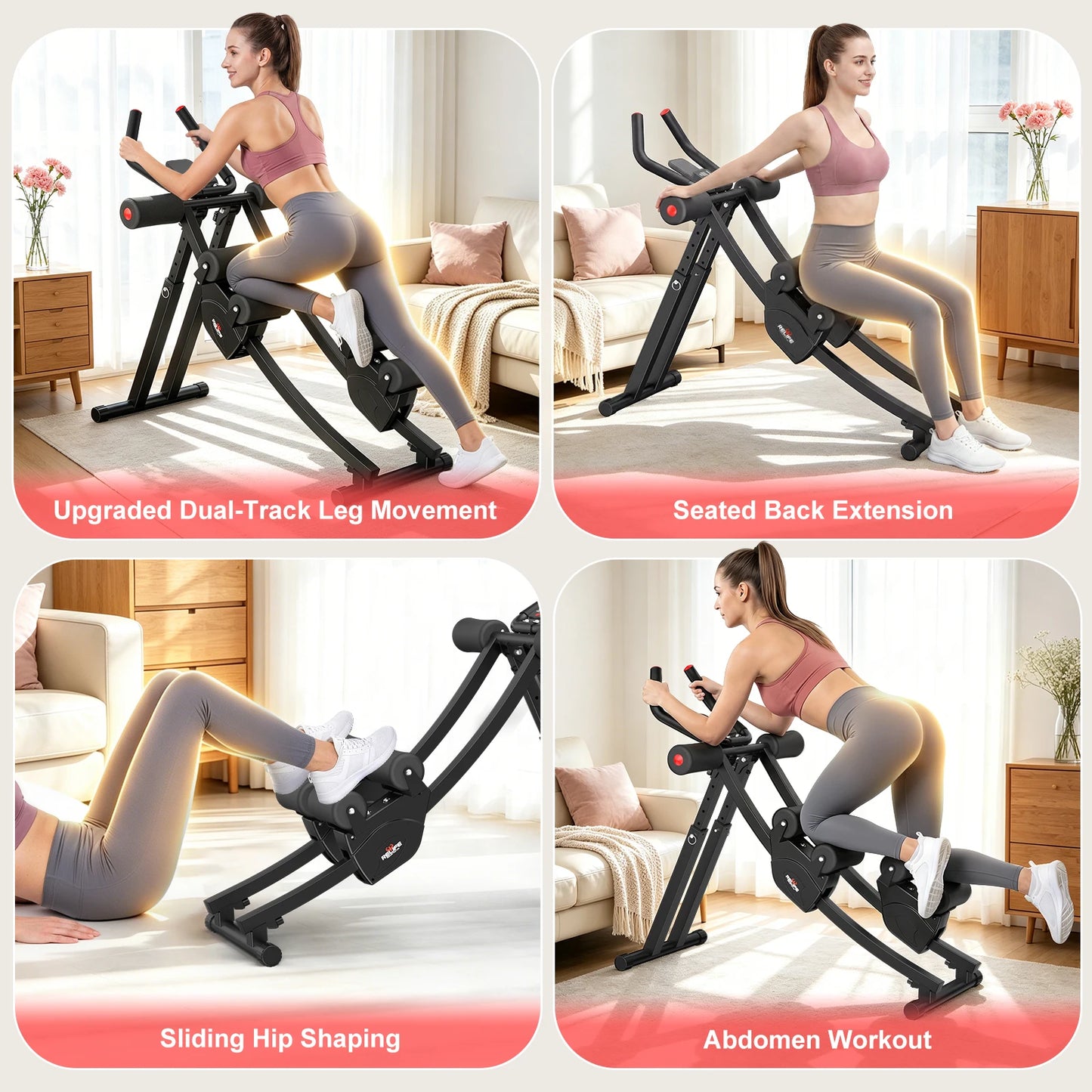 Foldable Dual Split-Track Ab Machine Core Trainer For Home Fitness