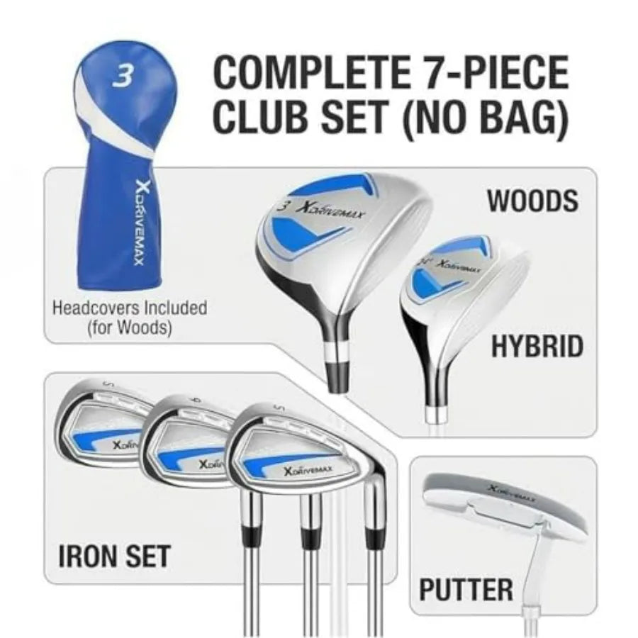 7 Piece Golf Club Set For Men And Women With Fairway Wood Hybrid Irons Putter