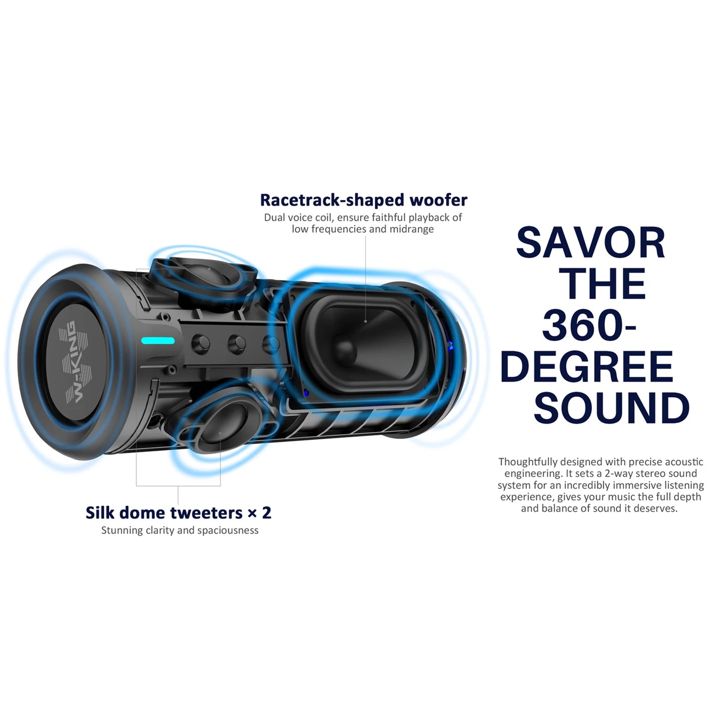 W-King D320 40W Portable Bluetooth Speaker With IP67 Waterproof Lights