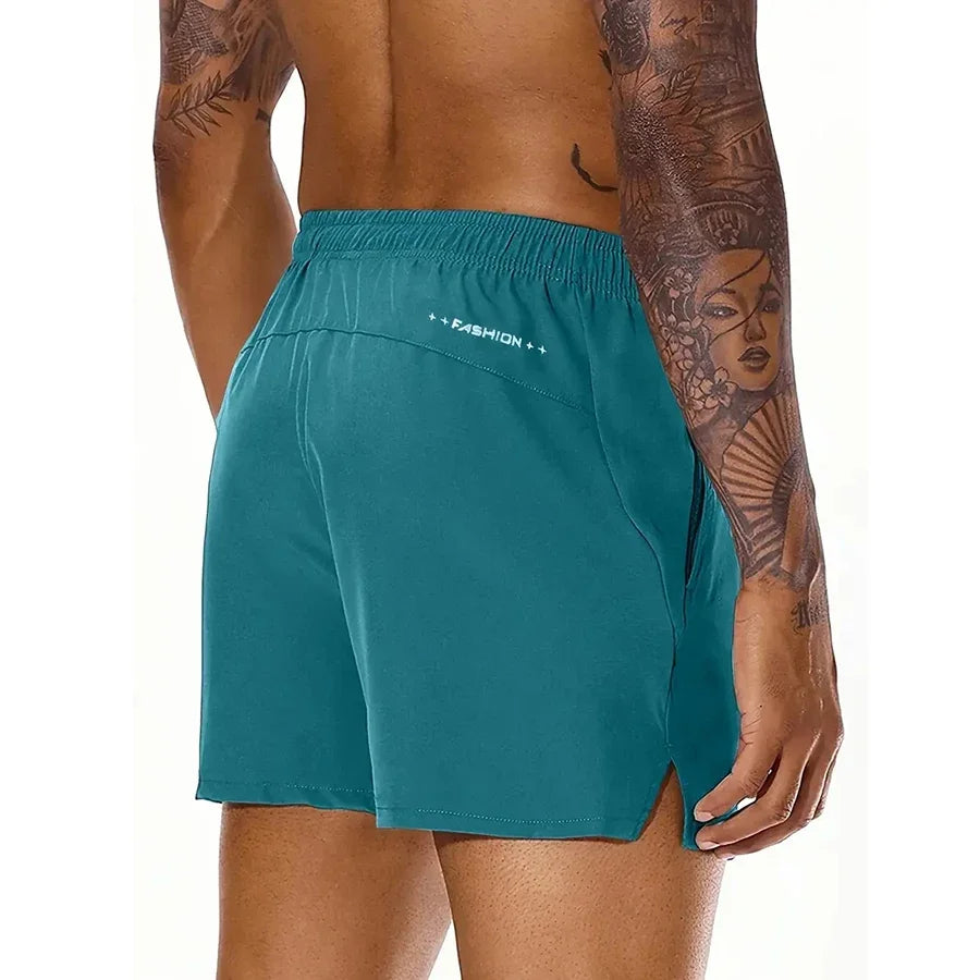 Men's Summer Beach Shorts Elastic Waist Pockets Lightweight Polyester
