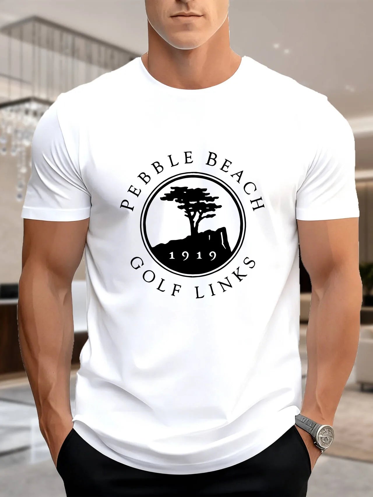 Pebble Beach Golf Mens Cotton T Shirt Casual Top Wear