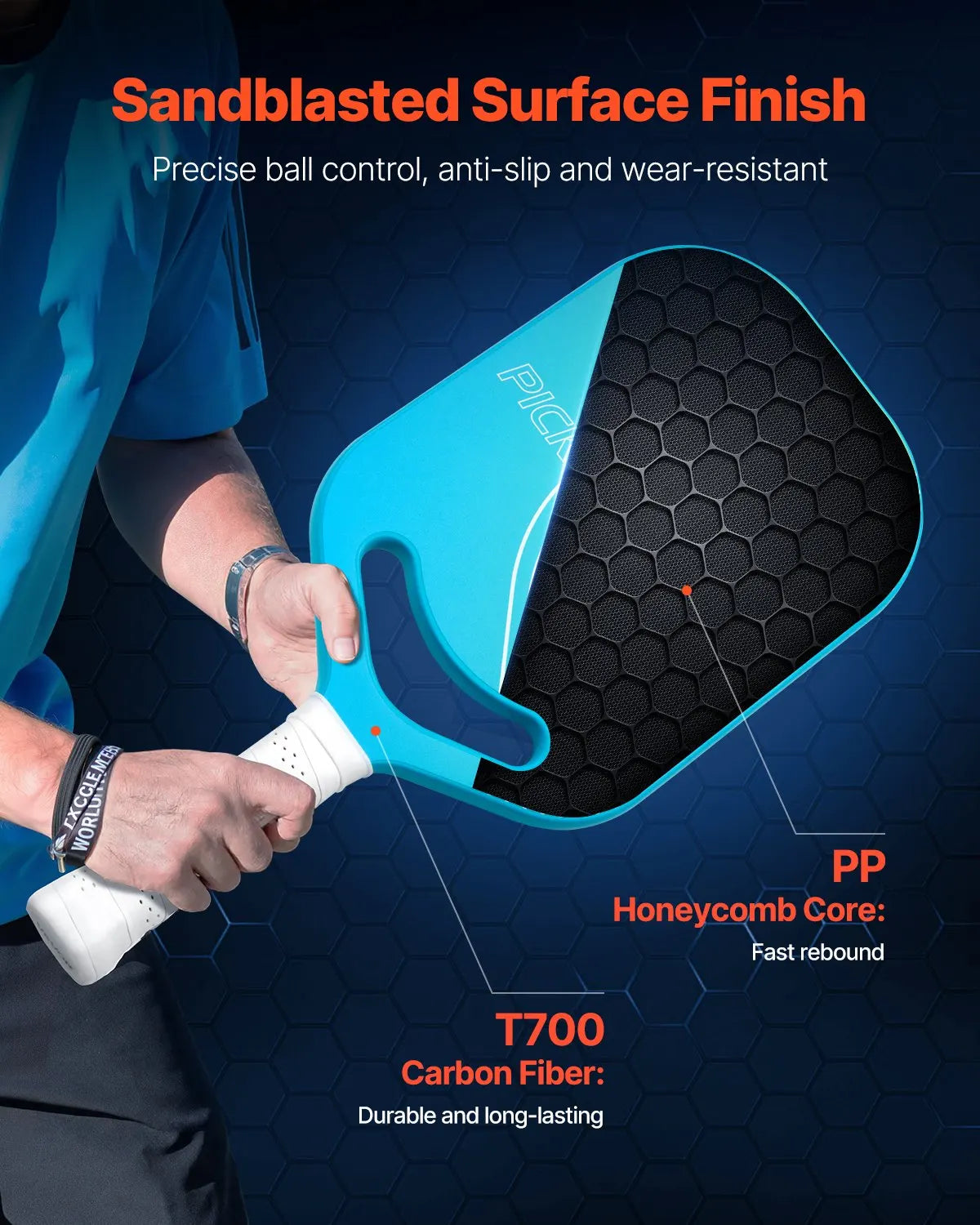 Carbon Fiber Pickleball Paddle With Aero Throat Honeycomb Core