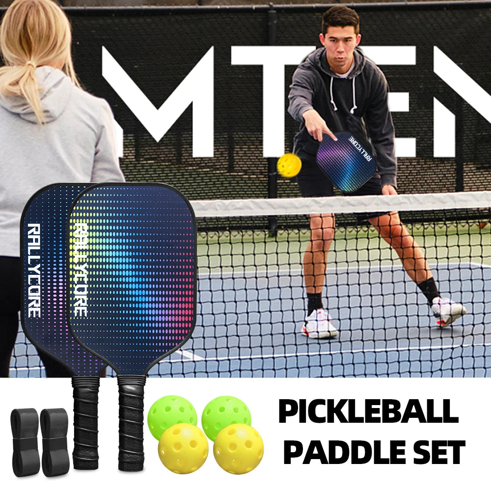 Fiber Glass Pickleball Paddles Set of 2 With Friction Surface