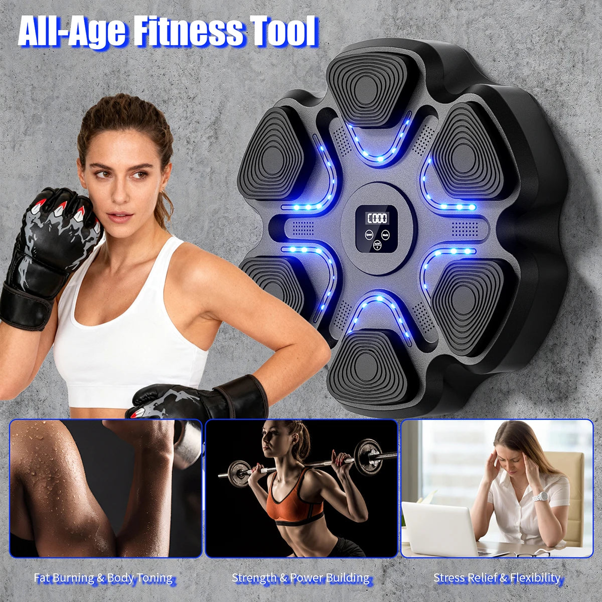Music Boxing Machine With Smart Bluetooth Training Gloves For Home