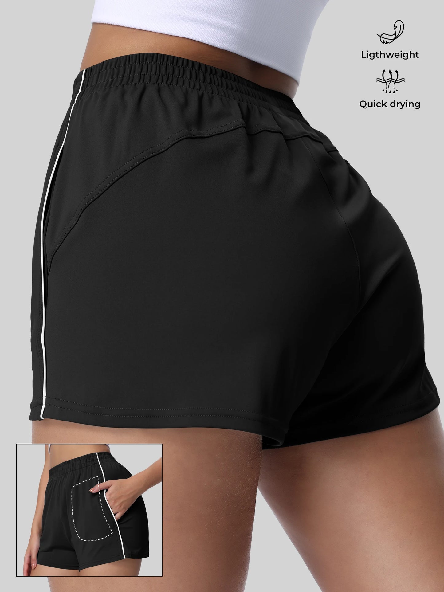 Women's High Waist Workout Shorts With Pockets Quick Dry Fitness