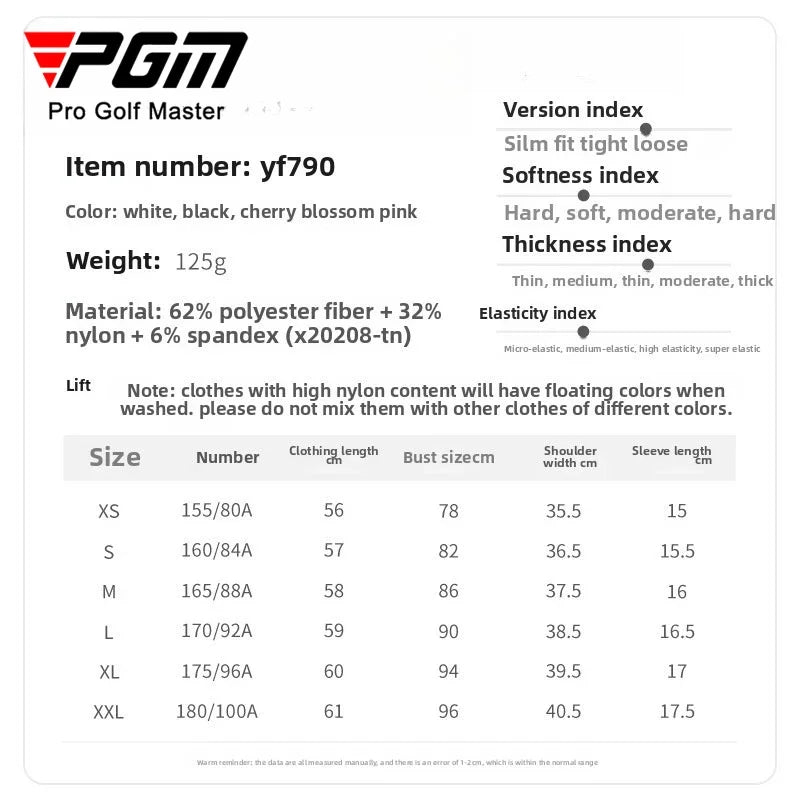 PGM Women Golf Short Sleeve T Shirt YF790 Polo Top For Outdoor Sports